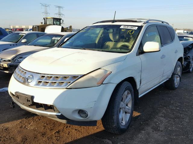 JN8AZ08W66W543270 - 2006 NISSAN MURANO SL WHITE photo 2