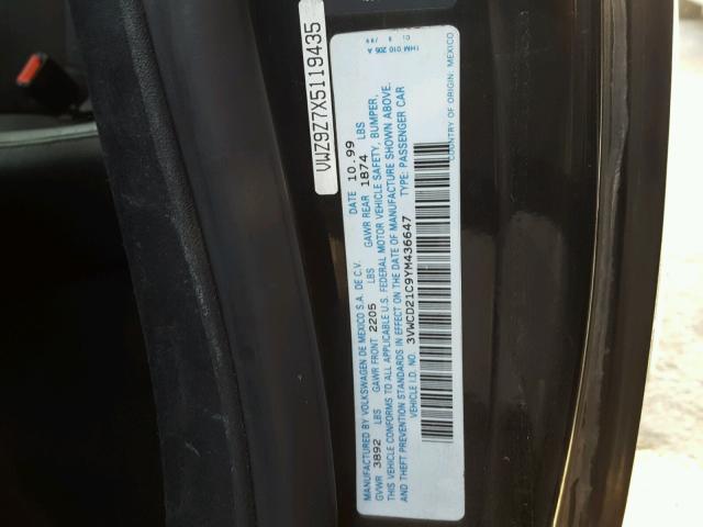 3VWCD21C9YM436647 - 2000 VOLKSWAGEN NEW BEETLE Qara foto 10