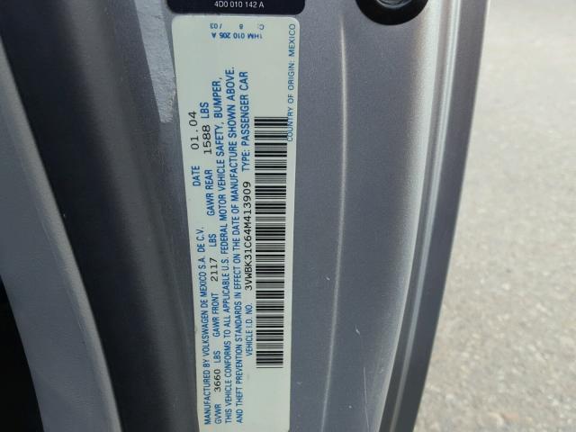 3VWBK31C64M413909 - 2004 VOLKSWAGEN NEW BEETLE Gümüş foto 10