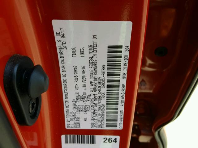 3TMCZ5AN7HM088600 - 2017 TOYOTA TACOMA DOU ნარინჯისფერი ფოტო 10