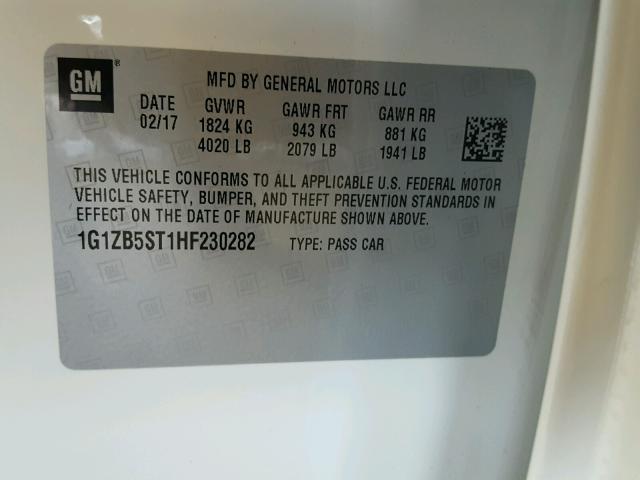 1G1ZB5ST1HF230282 - 2017 CHEVROLET MALIBU LS 白色 照片 10