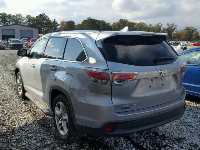 5TDYKRFH0ES015407 - 2014 TOYOTA HIGHLANDER SILVER photo 3