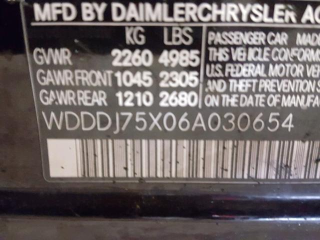 WDDDJ75X06A030654 - 2006 MERCEDES-BENZ CLS 500C BLACK photo 10