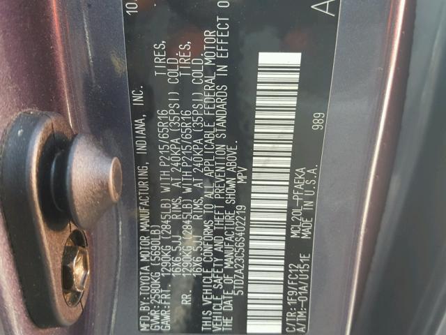 5TDZA23C56S402219 - 2006 TOYOTA SIENNA CE BLUE photo 10