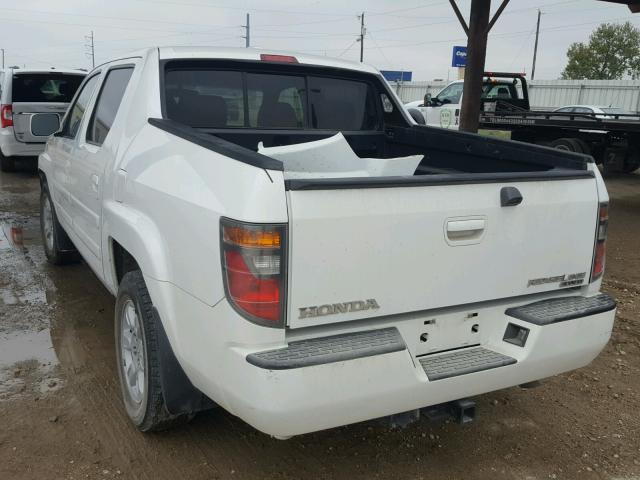 2HJYK16537H537310 - 2007 HONDA RIDGELINE WHITE photo 3