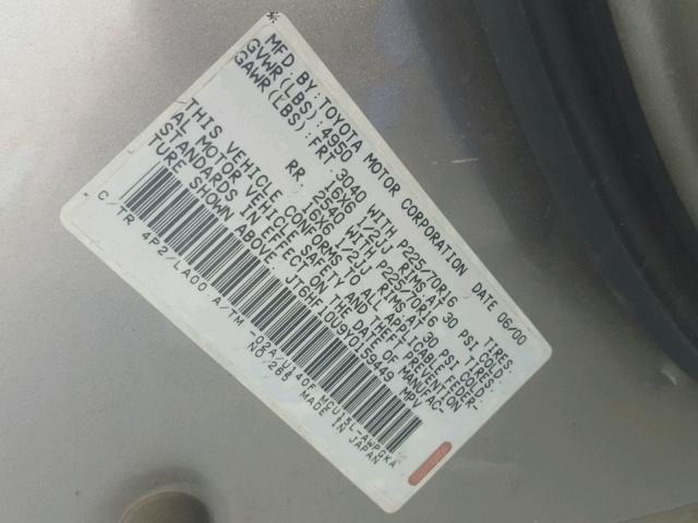 JT6HF10U9Y0159449 - 2000 LEXUS RX GOLD photo 10