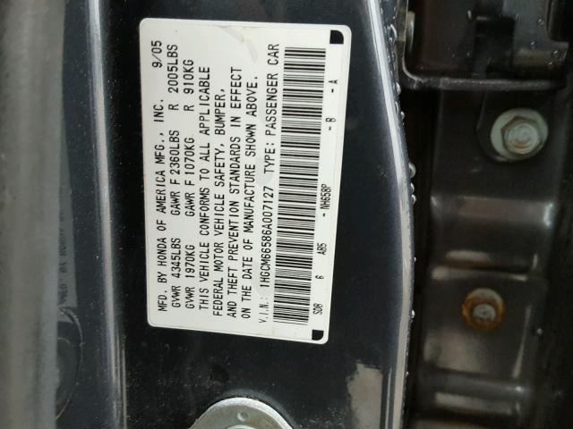 1HGCM66586A007127 - 2006 HONDA ACCORD EX GRAY photo 10