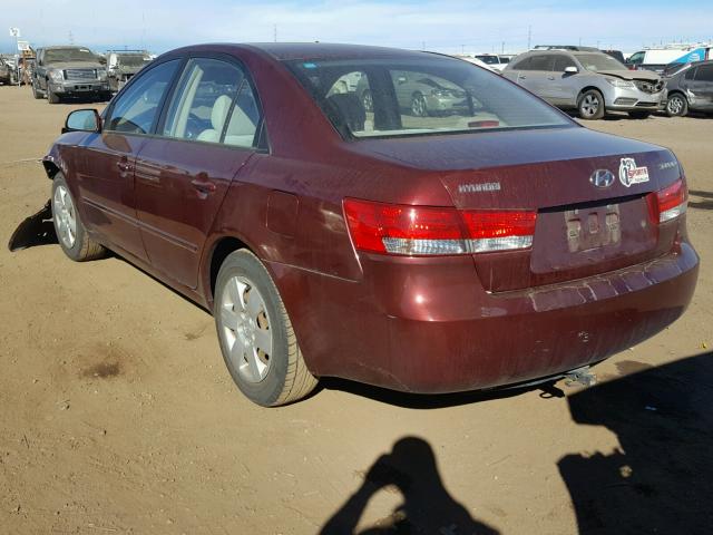 5NPET46C47H204111 - 2007 HYUNDAI SONATA BURGUNDY photo 3