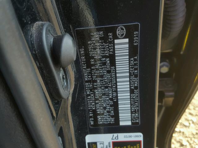 4T1BF1FK7GU599256 - 2016 TOYOTA CAMRY LE 蓝色 照片 10