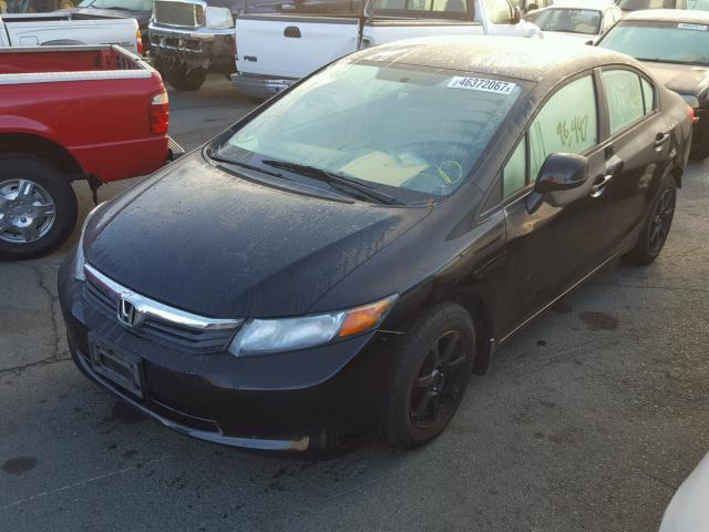 2HGFB2F51CH609991 - 2012 HONDA CIVIC LX BLACK photo 2