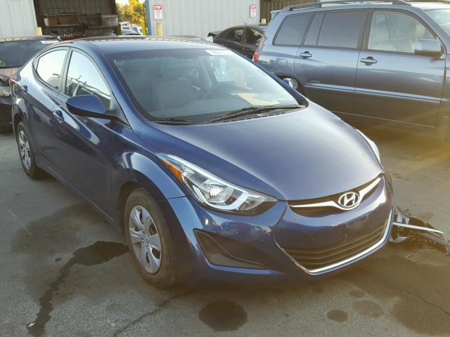 5NPDH4AE0GH674626 - 2016 HYUNDAI ELANTRA SE BLUE photo 1