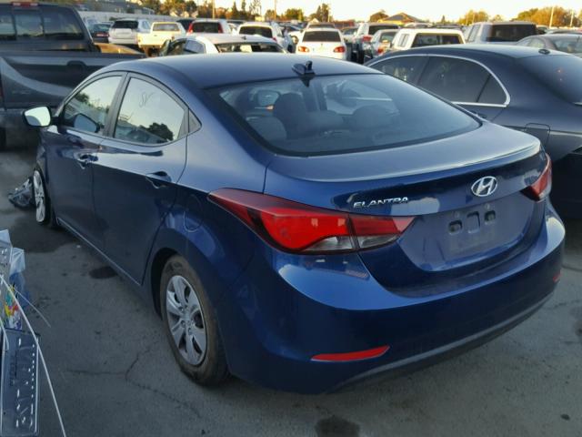 5NPDH4AE0GH674626 - 2016 HYUNDAI ELANTRA SE BLUE photo 3