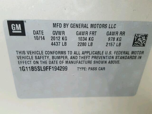 1G11B5SL9FF194299 - 2015 CHEVROLET MALIBU LS Qızıl foto 10