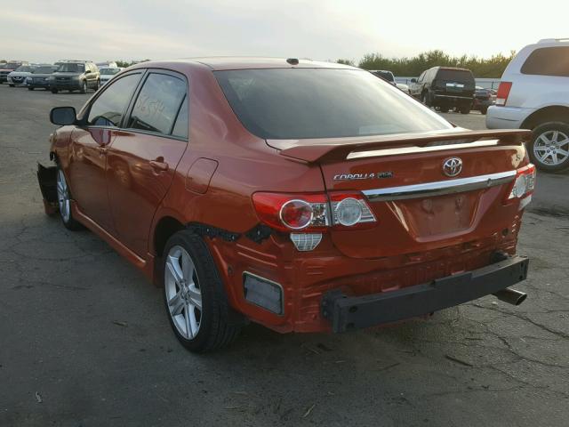 2T1BU4EE9DC095064 - 2013 TOYOTA COROLLA BA ORANGE photo 3