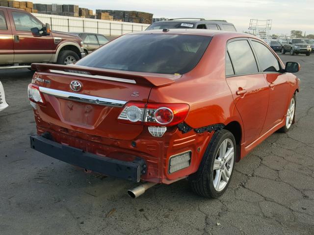 2T1BU4EE9DC095064 - 2013 TOYOTA COROLLA BA ORANGE photo 4