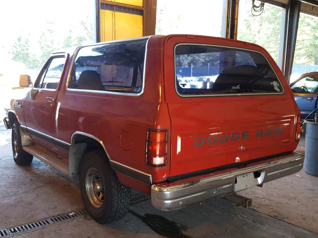 3B4GM07YXLM056346 - 1990 DODGE RAMCHARGER RED photo 3