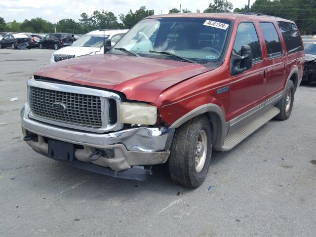1FMNU42S5YED79040 - 2000 FORD EXCURSION RED photo 2