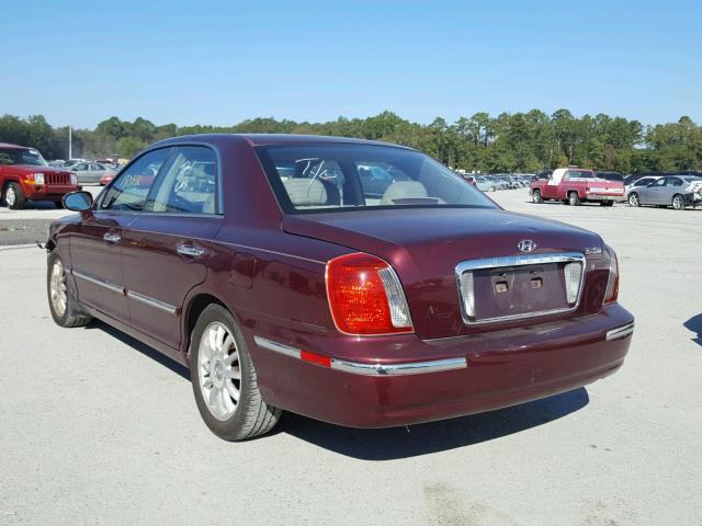 KMHFU45E34A294659 - 2004 HYUNDAI XG 350 BURGUNDY photo 3