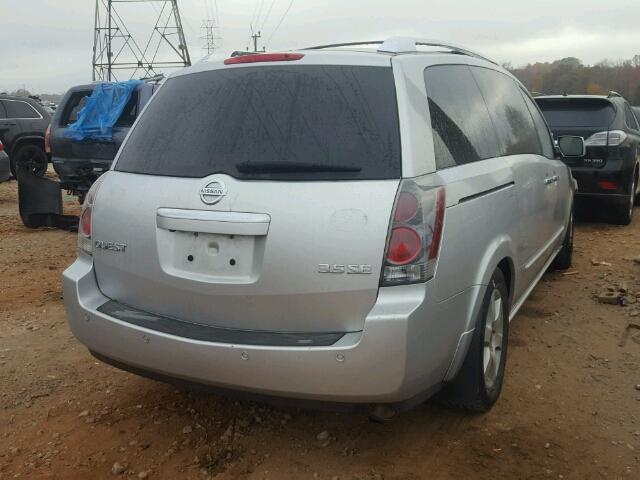 5N1BV28U08N113504 - 2008 NISSAN QUEST S SILVER photo 4