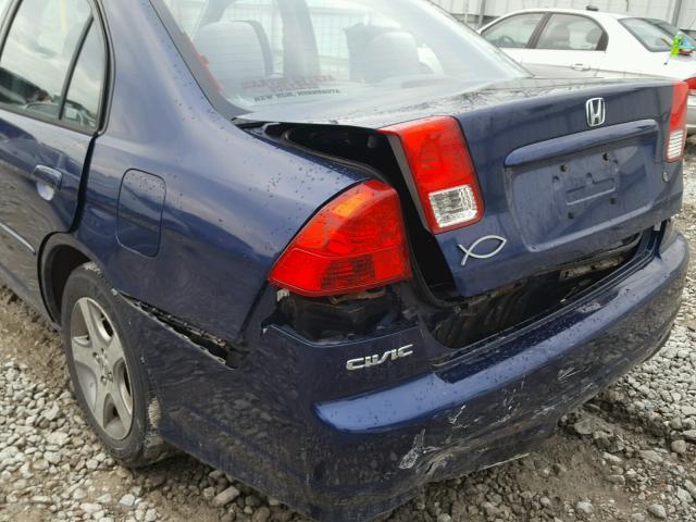 JHMES25724S001452 - 2004 HONDA CIVIC EX BLUE photo 9