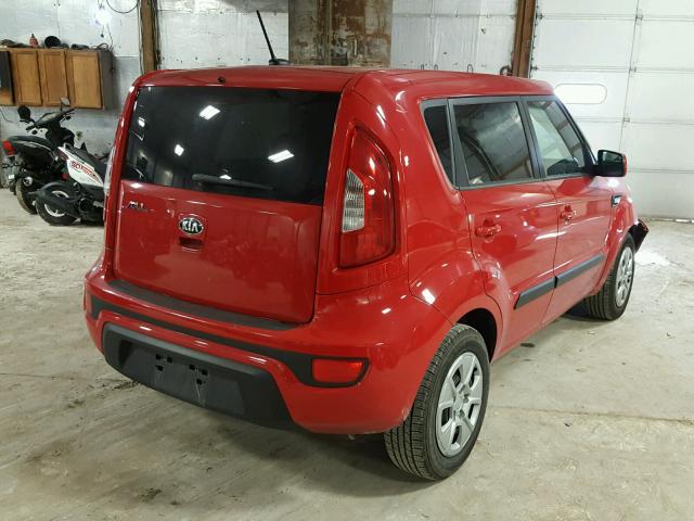 KNDJT2A59D7492204 - 2013 KIA SOUL RED photo 4