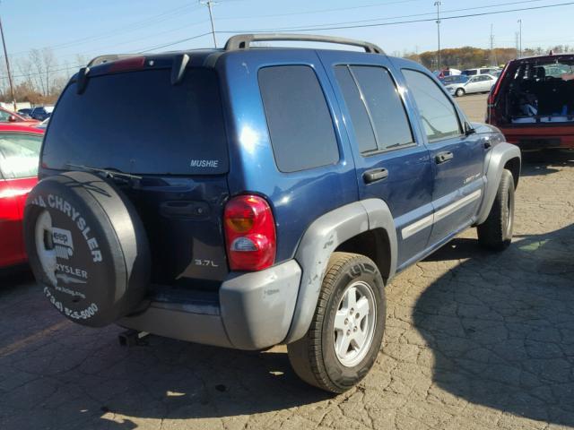 1J4GL48K52W294654 - 2002 JEEP LIBERTY SP BLUE photo 4