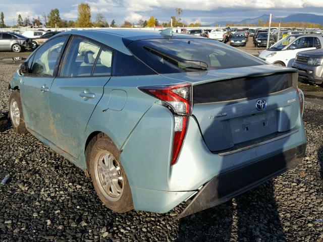 JTDKBRFU8H3030813 - 2017 TOYOTA PRIUS TURQUOISE photo 3