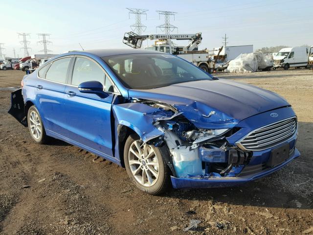 3FA6P0H74HR411636 - 2017 FORD FUSION SE BLUE photo 1