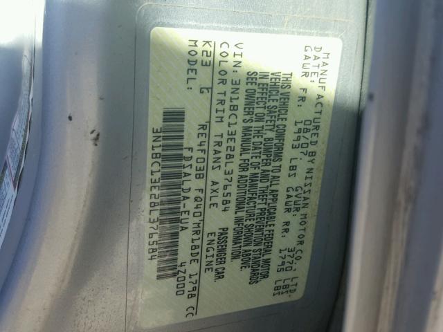 3N1BC13E28L376584 - 2008 NISSAN VERSA S GRAY photo 10