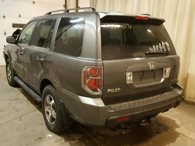 2HKYF18627H536915 - 2007 HONDA PILOT EXL GRAY photo 3