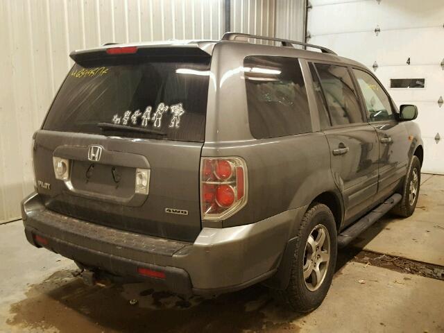 2HKYF18627H536915 - 2007 HONDA PILOT EXL GRAY photo 4