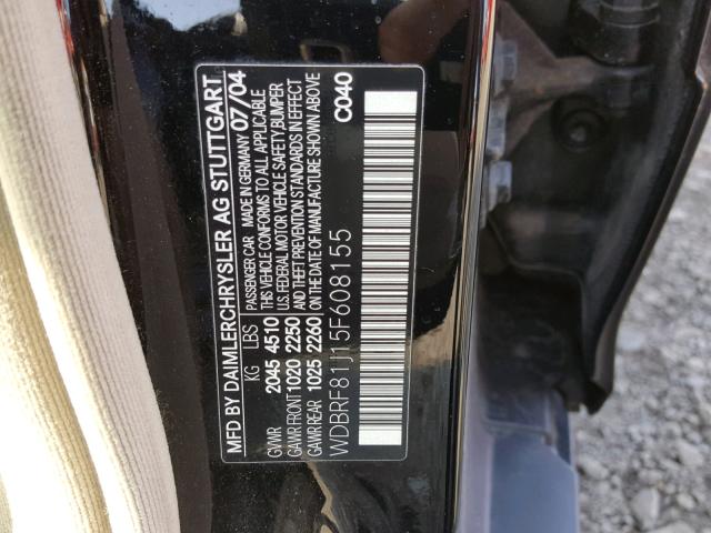 WDBRF81J15F608155 - 2005 MERCEDES-BENZ C 240 4MAT BLACK photo 10