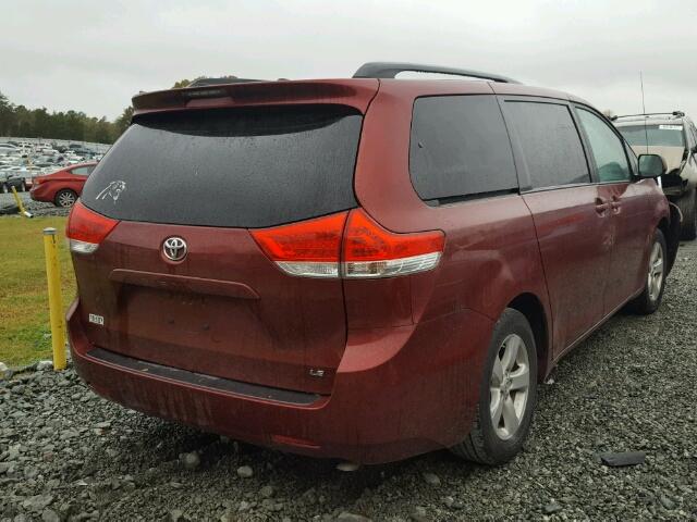 5TDKK3DC9DS297863 - 2013 TOYOTA SIENNA LE RED photo 4