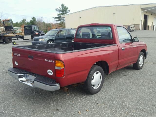 4TANL42N6YZ590480 - 2000 TOYOTA TACOMA RED photo 4