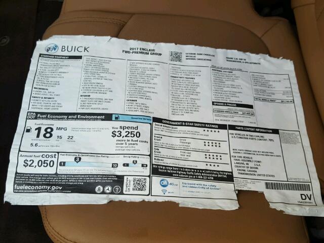 5GAKRCKD1HJ192892 - 2017 BUICK ENCLAVE ბურგუნდია ფოტო 9