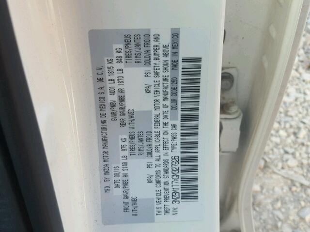 3MZBM1T7XGM327926 - 2016 MAZDA 3 SPORT WHITE photo 10