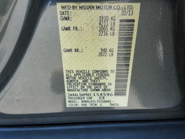 1N4AL3AP9EC154596 - 2014 NISSAN ALTIMA CHARCOAL photo 10