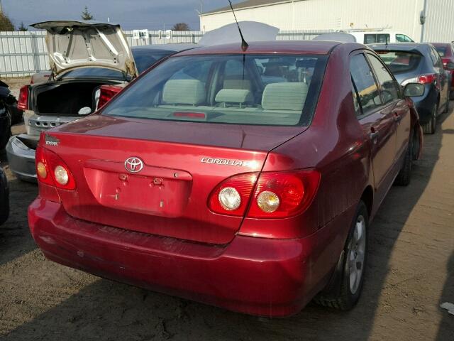 2T1BR32E15C847826 - 2005 TOYOTA COROLLA CE RED photo 4