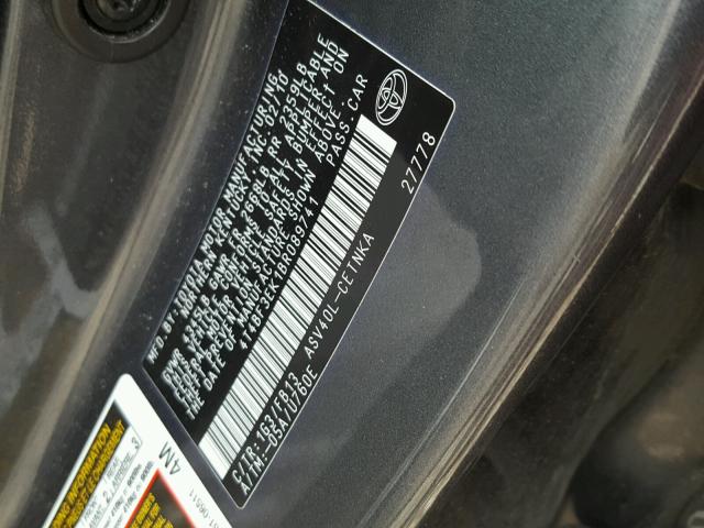 4T4BF3EK1BR089741 - 2011 TOYOTA CAMRY BASE GRAY photo 10