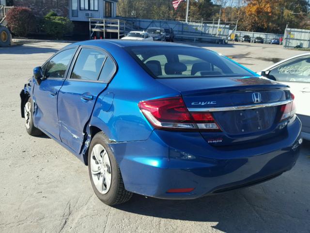 19XFB2F50EE224404 - 2014 HONDA CIVIC LX BLUE photo 3