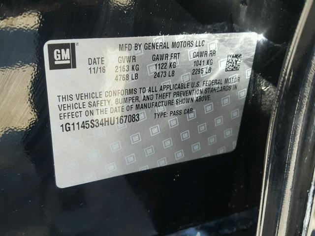 1G1145S34HU167083 - 2017 CHEVROLET IMPALA PRE BLACK photo 10