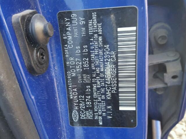 KMHCT4AE9DU423904 - 2013 HYUNDAI ACCENT GLS BLUE photo 10