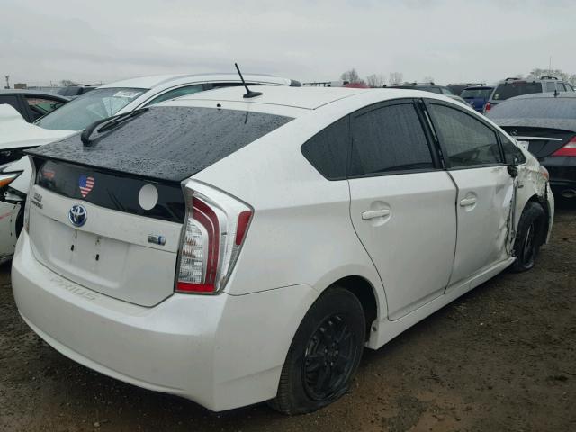 JTDKN3DUXE0367360 - 2014 TOYOTA PRIUS WHITE photo 4