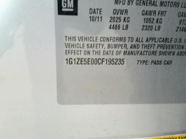 1G1ZE5E00CF195235 - 2012 CHEVROLET MALIBU LTZ 银色 照片 10