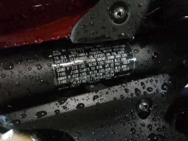 JKAENED17HDA03504 - 2017 KAWASAKI EN650 D BURGUNDY photo 10