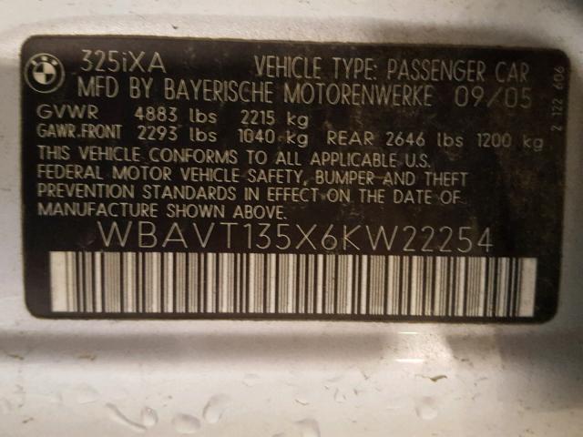 WBAVT135X6KW22254 - 2006 BMW 325 XIT SILVER photo 10