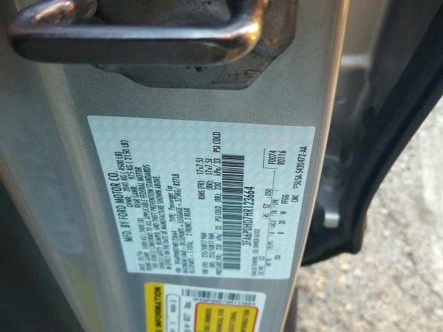 3FA6P0HD7HR123664 - 2017 FORD FUSION SE SILVER photo 10