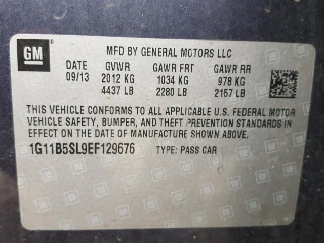 1G11B5SL9EF129676 - 2014 CHEVROLET MALIBU LS Mavi foto 10