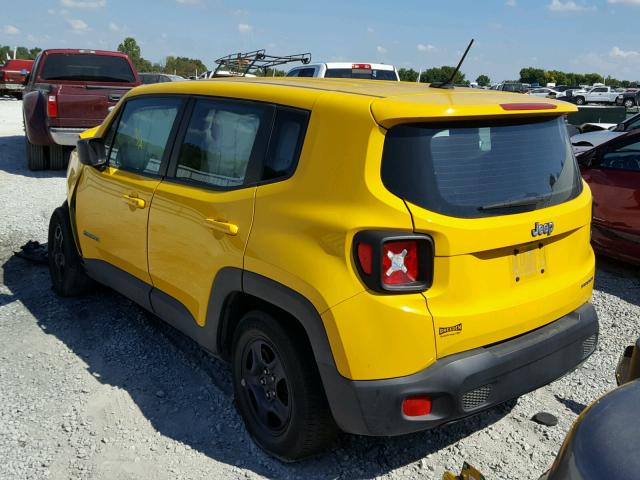 ZACCJAAT8GPD43703 - 2016 JEEP RENEGADE S YELLOW photo 3