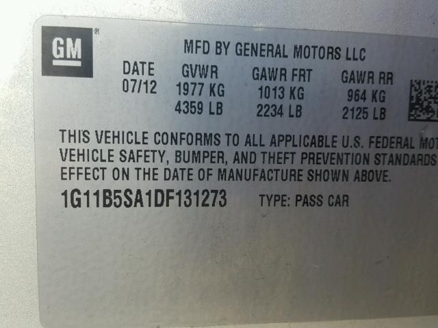 1G11B5SA1DF131273 - 2013 CHEVROLET MALIBU LS Gümüş foto 10